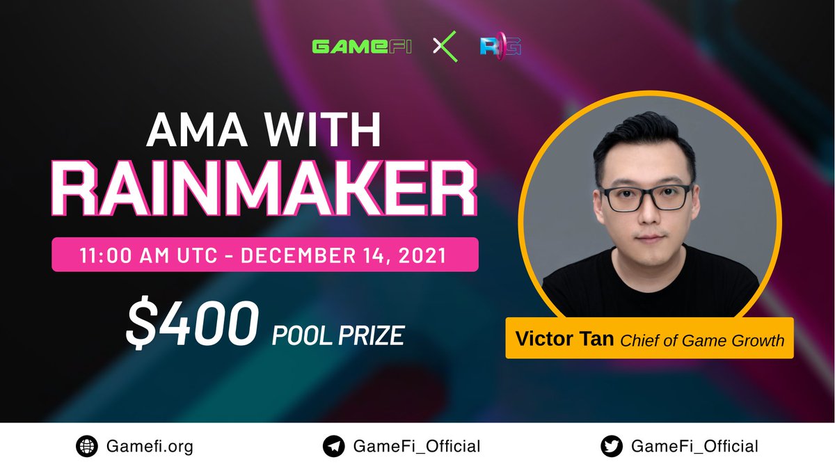 GameFi_Official's tweet photo. 🌧️AMA with @RainmakerGaming is on the wayyy 
Schedule your time and join us         
⏲️Time: 11:00 am UTC, Dec 14
💷Reward: $400 

Rules:
▪️ Follow @GameFi_Official &amp; @RainmakerGaming
▪️ Like &amp; Retweet &amp; drop ONE question  
▪️ Join https://t.co/VcoCPMaWS0

 $GAFI #GameFi $RAIN https://t.co/mjlu9NNdOH