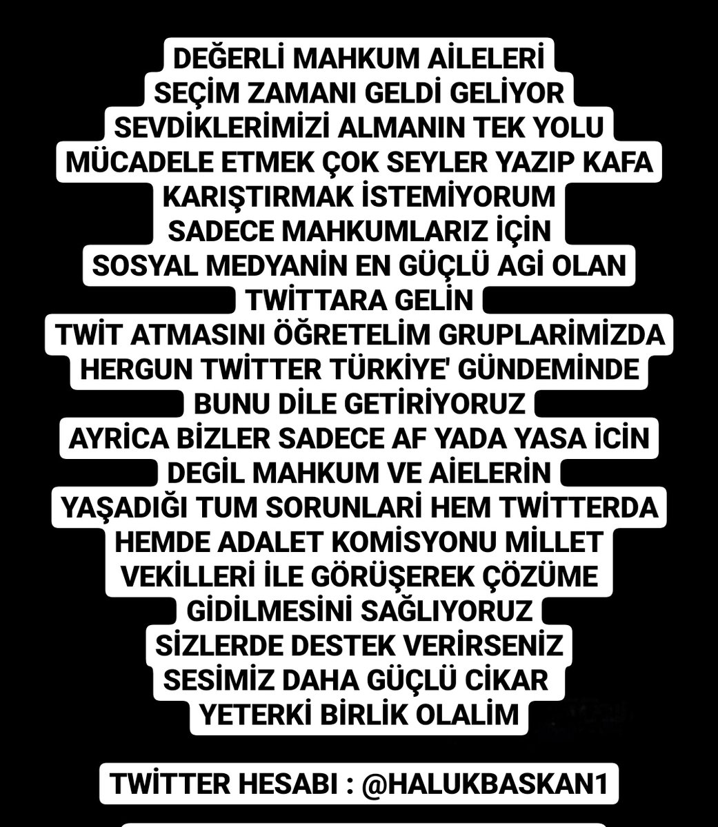 Mhalukcavusoglu's tweet photo. Tüm sosyal medya hesaplarimizda
Paylaşalım Mahkum Aileleri
Tek sesimizin duyulduğu yer twitter
Lütfen dikkate alalım. https://t.co/7Mc1Torrv1