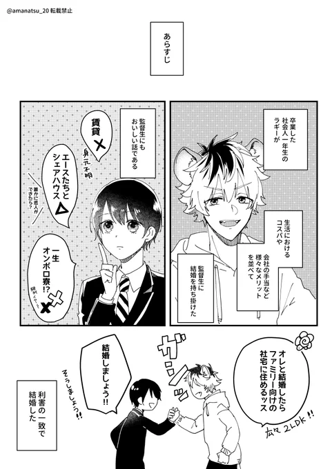 まほばんにて展示してあったラギ監♀利害の一致で結婚した話です(全5p)#twstプラス 