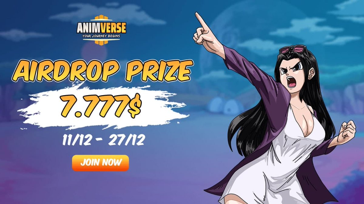 New Airdrop: Animverse Airdrop
Reward: $5 in ANM
News: x.com/onebit_venture…
Distribution date: After IDO

🔗Airdrop Link: wn.nr/Q9qtwz

-Complete all tasks of the airdrop
-Submit your BSC wallet address
-For 1,000 Random lucky people