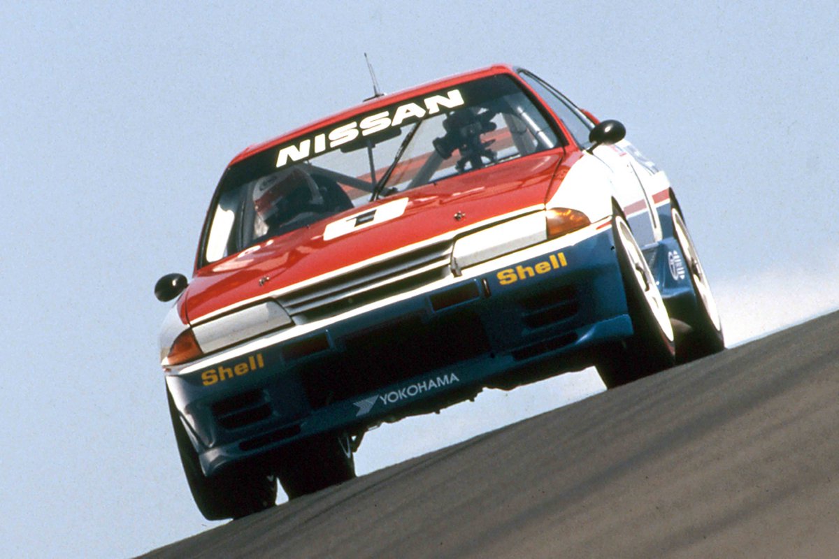 SupercarXtra's tweet photo. FLASHBACK! Thirty years on, Mark Skaife and Jim Richards reflect on the arrival of the Nissan Skyline R32 GT-R as the dominant force in Australian touring cars and what made 'Godzilla' so special in @SupercarXtra issue #123: https://t.co/Ia4bflP53u #RepcoSC #Bathurst1000 https://t.co/Ge1SmgLZru