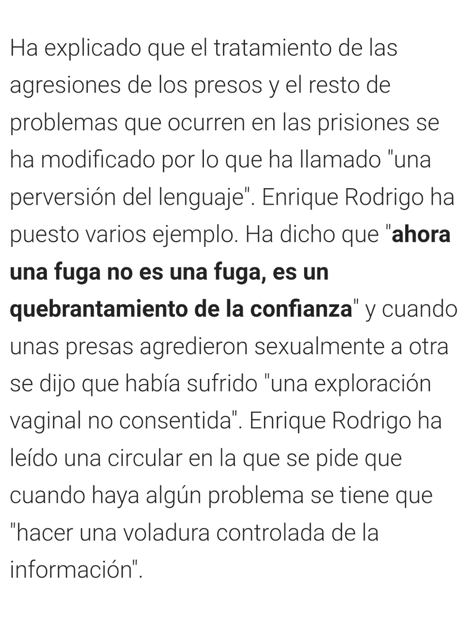 <a href="/PabloCamPiq/">Pablo Cambronero 🇪🇦</a> <a href="/IreneMontero/">Irene Montero</a> Agresiones sexuales dentro de los muros que se silencian y falsean las estadísticas ya que el puesto de muchos depende de ello

No hace mucho a una violacion dsd arriba se le llamó "explotación vaginal no consentida"

#sosprisiones #TuAbandonoMePuedeMatar