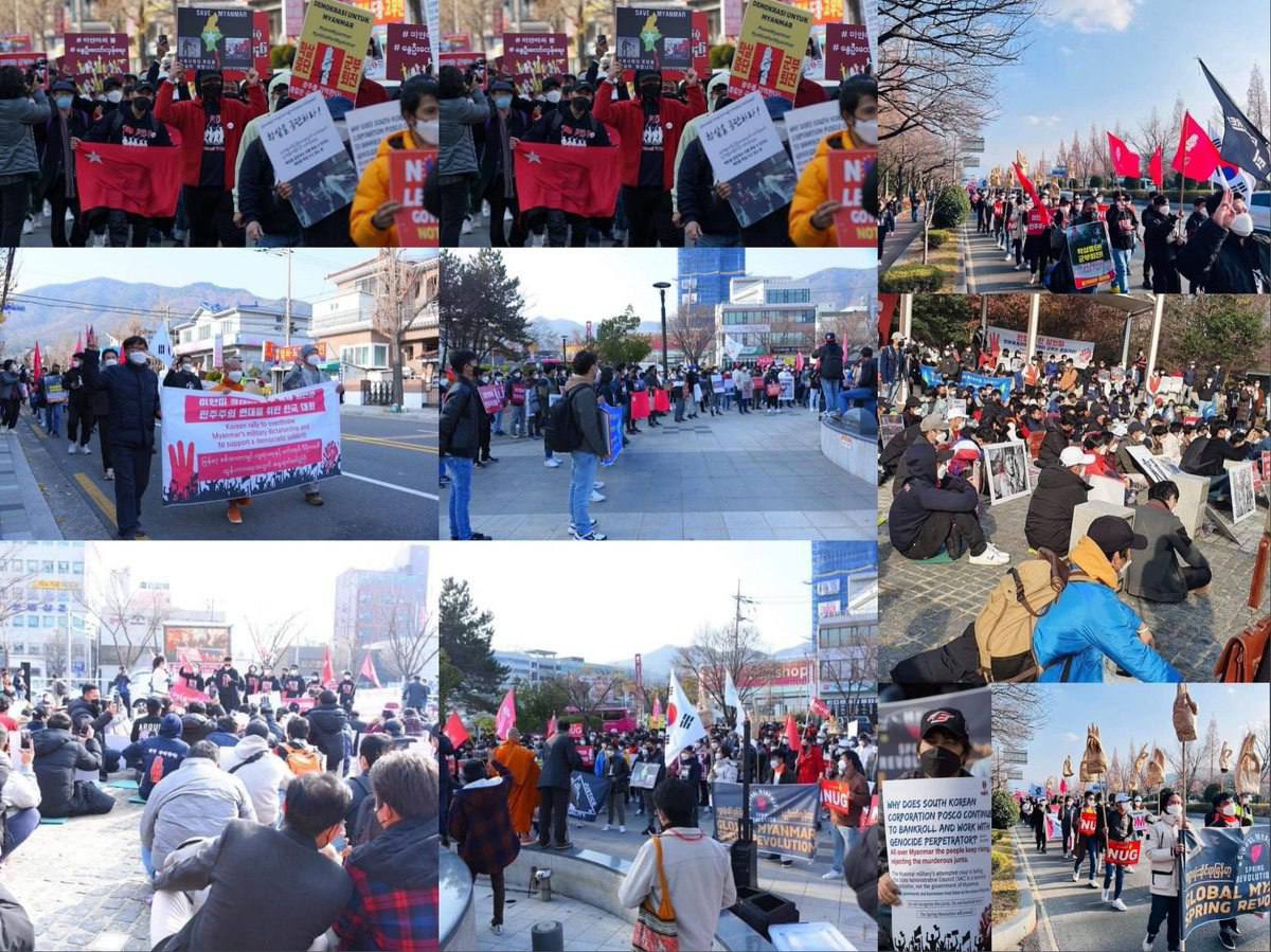 In #Changwon, South Korea, Burmese activists assembled &amp; conducted a protest to restore democracy in Myanmar &amp; fight the fascist military terrorists. #WarCrimesOfJunta #Dec13Coup  #WhatsHappeningInMyanmar