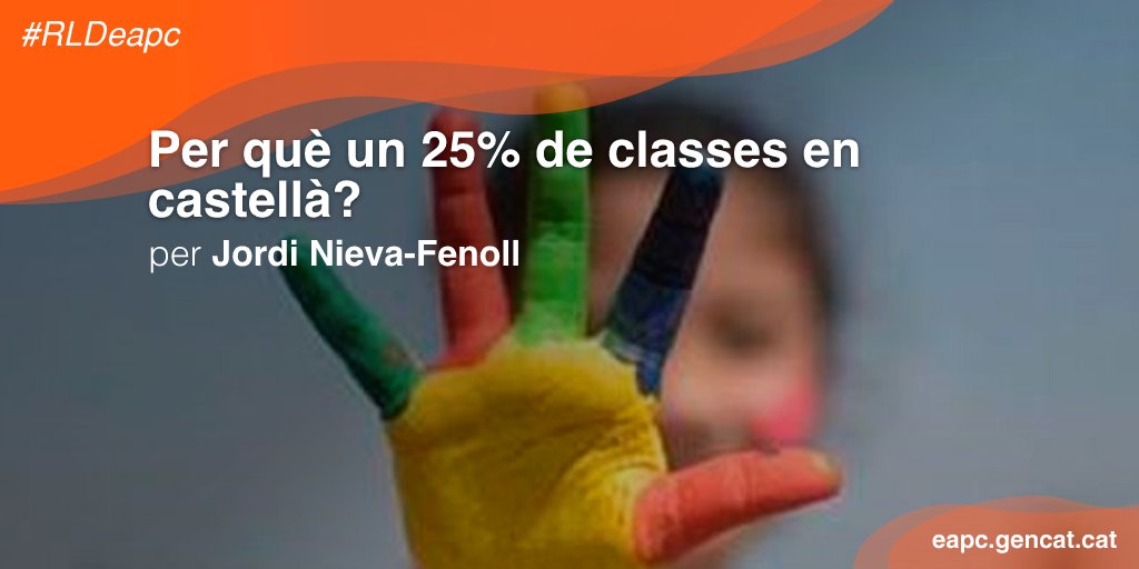 eapccat's tweet photo. “Per què un 25% de classes en castellà?”, així es titula l’apunt al blog #RLDeapc de Jordi Nieva, catedràtic de #DretProcessal a @UniBarcelona, on analitza que establir percentatges, pot respondre a variables ideològiques i no, òbviament, científiques
🖱 https://t.co/bSTf6FVTIE https://t.co/siiVNs34f4