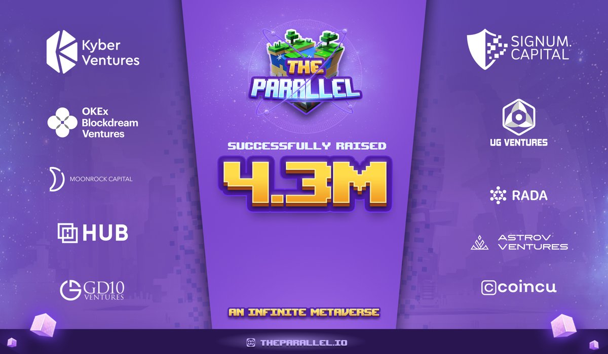 theparallel_io's tweet photo. 🔥🔥BREAKING NEWS: The Parallel has succesfully raised $4.3 million

We fully appreciated to our backers and partners. With the resources we have and the help of them, we strongly aspire to establish a more successful and prosperous #metaverse in the future!

#TheParallel #PRL https://t.co/I0qXg0z11o
