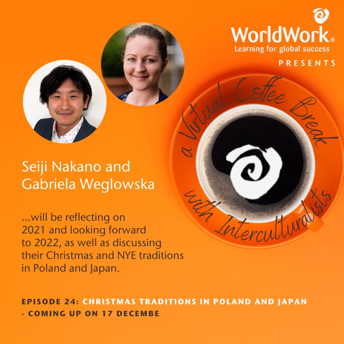 worldworkltd's tweet photo. The last episode of the first season of our podcast is coming up on Friday 17 December! In this episode, Seiji &amp; Gabriela will be reflecting on 2021 and looking forward to 2022, as well as discussing Christmas and NYE traditions in their countries - Poland and Japan. https://t.co/8Rlik3iwbF