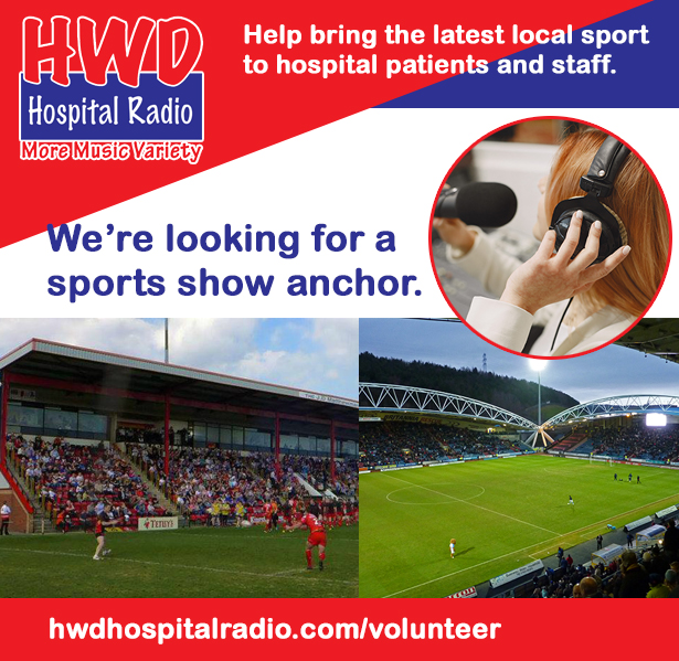 Can you talk about sport? We're looking for a volunteer to join our team to help anchor our Saturday afternoon Sporttime show. If you've never used a radio studio before, full training will be given. Interested? Drop us a line at www. hwdhospitalradio.com/volunteer
