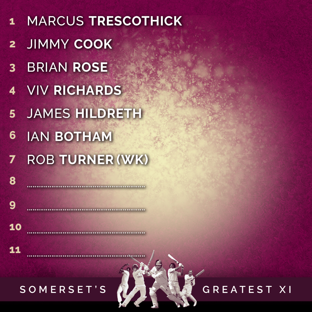 SomersetCCC's tweet photo. 🏆 SOMERSET'S GREATEST XI 🏆

Our team is really starting to take shape now with Rob Turner voted in as wicket-keeper 👏

#WeAreSomerset https://t.co/qm0Cc8bdoC