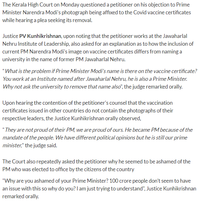 Kerala High Courts Stand on  Issue of PM Modis photo on vaccine certificate
#CovidVaccines #VaccineCertificate #PMModi