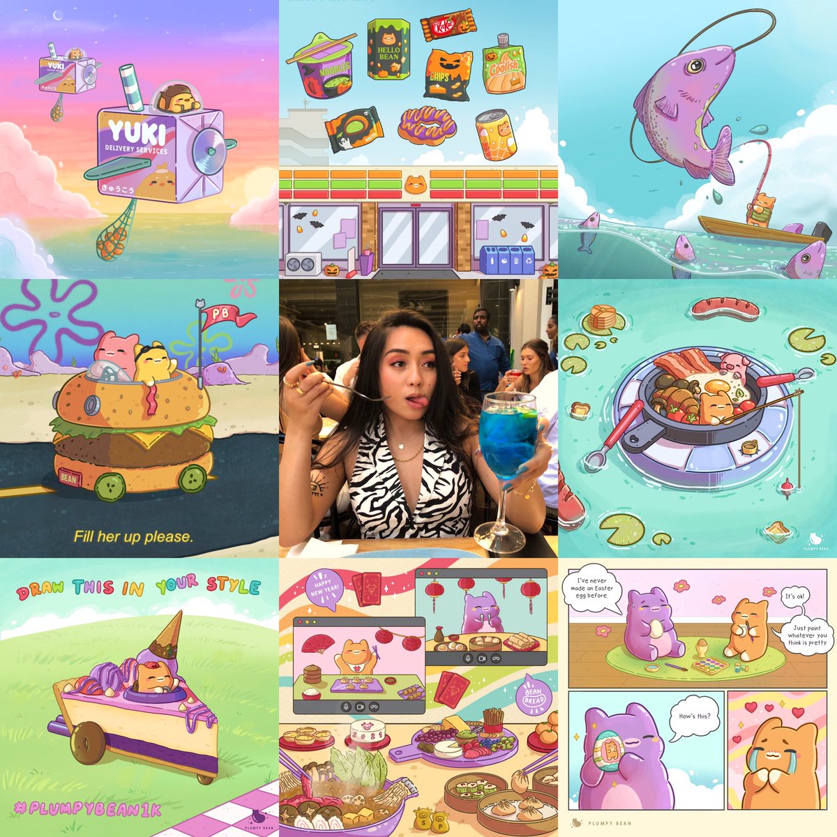 PlumpyBean's tweet image. #artvsartist2021 

me with my blue cocktail and my ginger cat OC 🧃