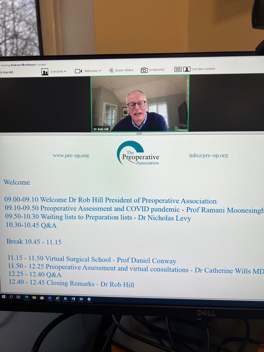 President Rob Hill opening the 2021 Preoperative Association virtual conference