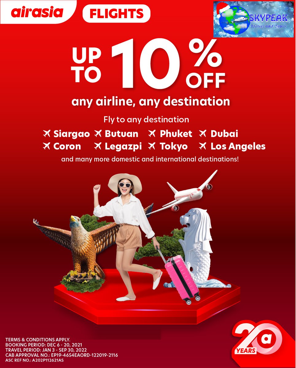 sky_peak's tweet photo. #AirAsia Domestic & International Flights promo fares
@AirAsiaFilipino @airasia #Skypeak Travel & Tours visit our fb 4 details https://t.co/JONIgLzfZ2
#FlySafePH #EveryoneCanFlyNow #airasiaForEveryone #TARAwithairasia #FlySafewithAirAsia #airasiasuperappph #airasiaSuperApp ✈️ https://t.co/0NDKDbgBhx