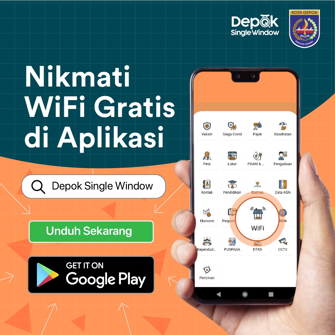 pemkotdepok's tweet photo. Kabar baik nih buat Warga Depok
yang suka panik kalau lagi kehabisan kuota
Kamu bisa memanfaatkan fasilitas Wifi Gratis yang disediakan oleh Pemerintah Kota Depok. Ada 67 titik lokasi persebaran WiFi gratis di wilayah Depok.
#anakdepok #depoksinglewindow https://t.co/Mh9N6m0Lo4