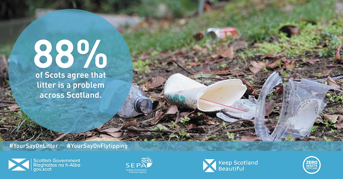 HowToWasteLess's tweet photo. Litter and flytipping an issue in your area? @ScotGovNetZero has just launched a 15-week public consultation seeking views of people living in Scotland. Find out how you can have your say: https://t.co/P7CNu0mBDO
#YourSayOnLitter #YourSayOnFlytipping 
@KSBScotland  
@ScottishEPA https://t.co/vGTy23qBlv
