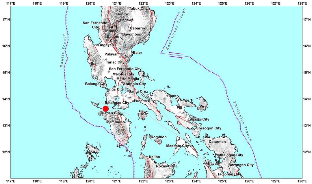 theplectrum_'s tweet photo. A tectonic earthquake was confirmed by the Philippine Institute of Volcanology and Seismology (PHIVOLCS-DOST) at about 5:12 PM a while ago, December 13, 2021. It is located in Calatagan, Batangas area with a 5.3 magnitude. https://t.co/NTi4NgoQFe