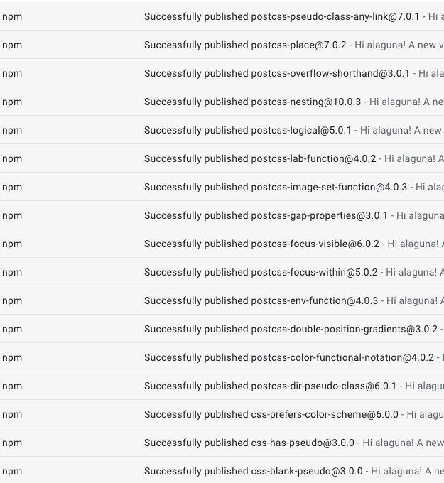 ant_laguna's tweet image. Today is releasing day! #PostCSS
We've updated all of the plugins that conform postcss-preset-env that are under CSSTools org.
Stay tuned for an announcement on this!
As usual thanks a lot to @romainmenke 
The rest have pending PRs 🎉