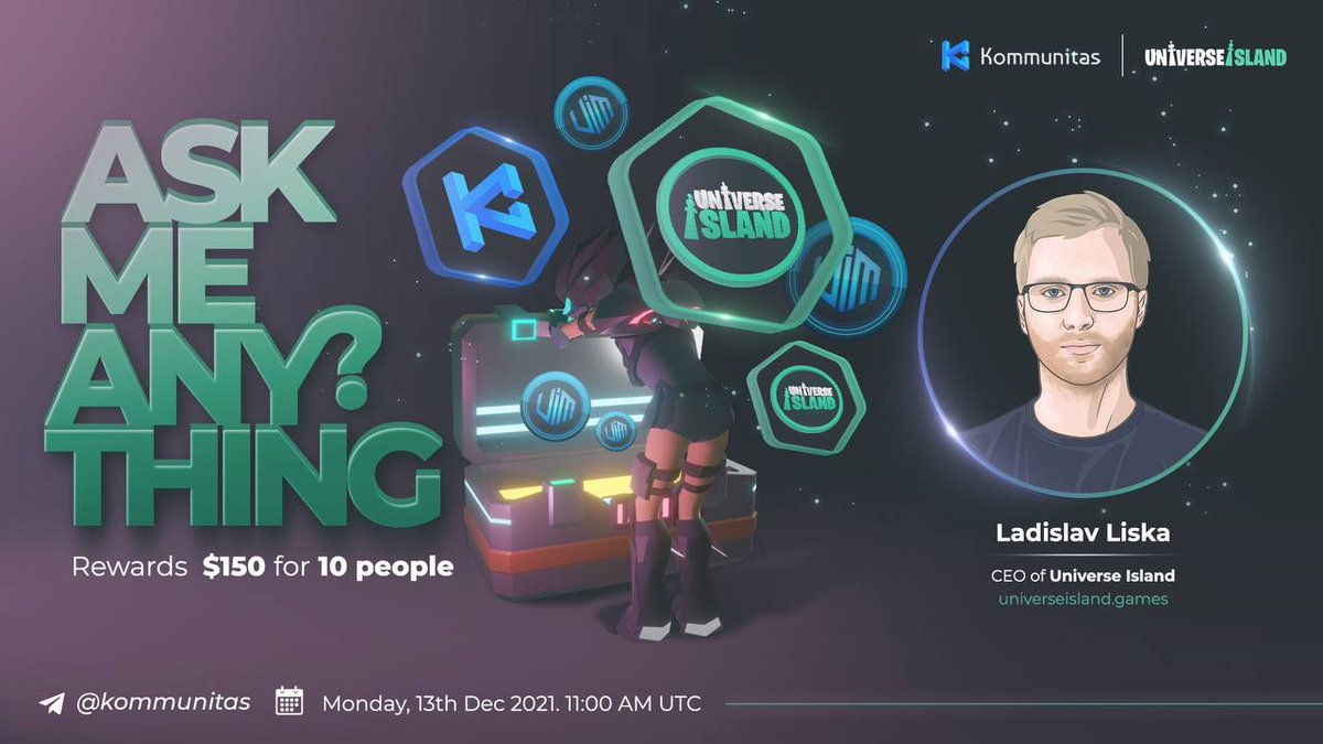 _UNIVERSEISLAND's tweet photo. The #AMA starts in 30 mins on @Kommunitas1!

You don't want to miss it out! Rewards will be given to attendees!
💸$150 for 10 people
⏰ 11:00 am UTC

Join now!
https://t.co/tZJhtQWGs7 https://t.co/INVxZGePjG