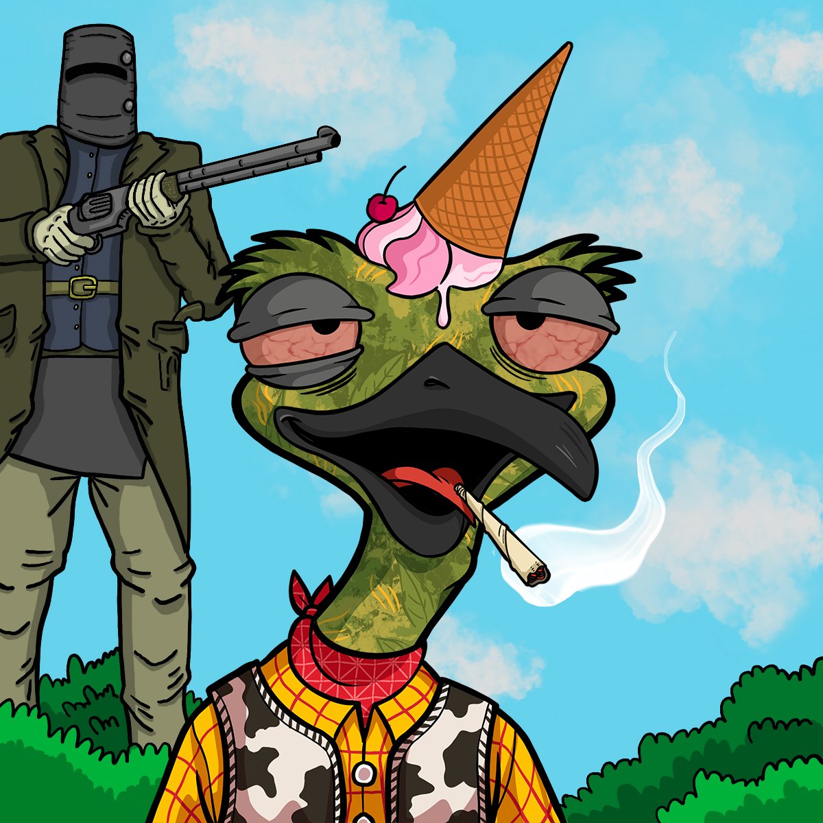 DropBearsio's tweet photo. This great war was sparked when 10,000 emus ate the weed crops of many farmers after The Great Depression. The Australian military stepped in with machine guns on November 2nd and opened fire.
#wenemu
#dropbears
#bushchook
#NFT
#ETH https://t.co/2bvhOCj5Z6