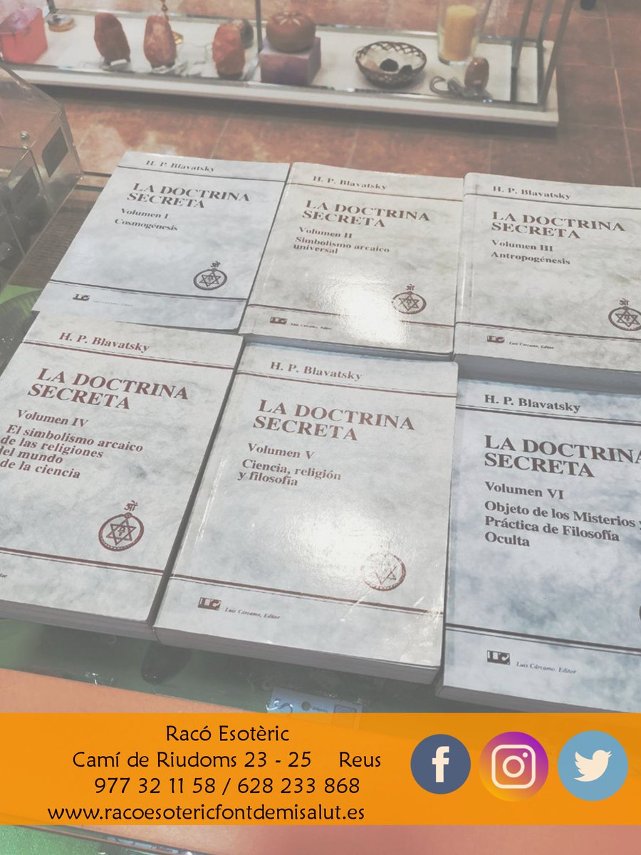 Raco_Esoteric's tweet photo. La Doctrina Secreta, original de 1888, es una síntesis de los pensamientos religiosos, científicos y filosóficos. 

❗️ Todos los volúmenes aquí en #RacoEsoteric

#Reus #DoctrinaSecreta #Religioso #filosofico #cientifico #libros https://t.co/aYufk8gS7o
