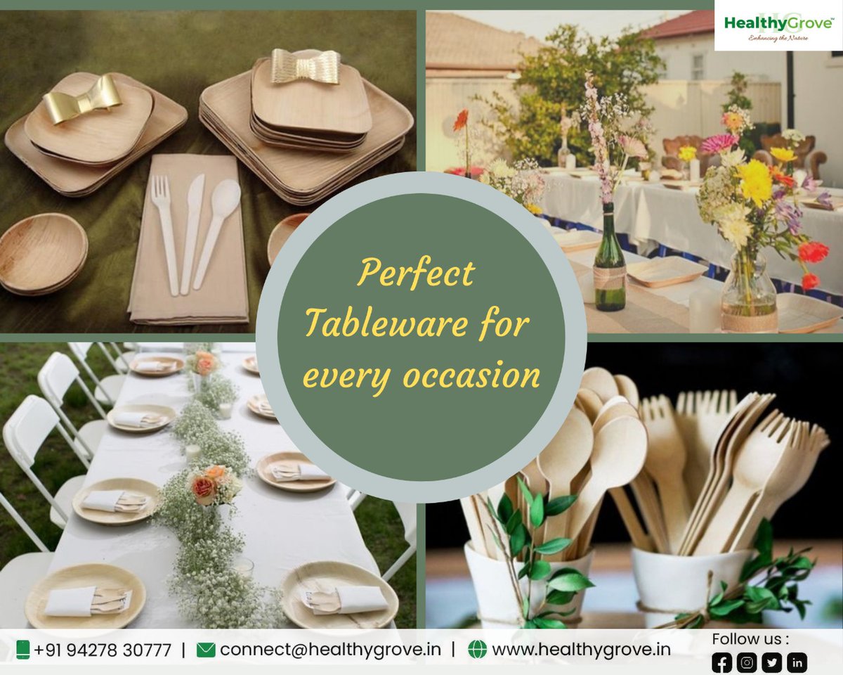 HealthyGrove's tweet photo. Let's say yes to healthygrove tableware and say no to plastics. Perfectly designed tableware for every occasions #ecofriendly
#enhancingthenature #sustainable #leakageproof #microwaveovenfriendly #lookstrendy #biodegradable #elegant #chemicalfree ♻️ https://t.co/iyk6tAoGIA