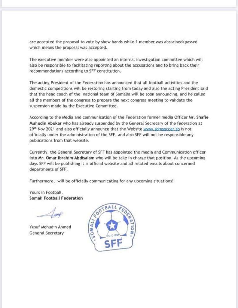 Romain_Molina's tweet photo. Somali FA is one of the most corrupted federations in the world.

After months of tension, the executive committee finally suspended the president of the federation (abuse of power, conflict of interest, money that went missing...)

But the fight for the power isn’t over yet... https://t.co/XAJIK446Cw