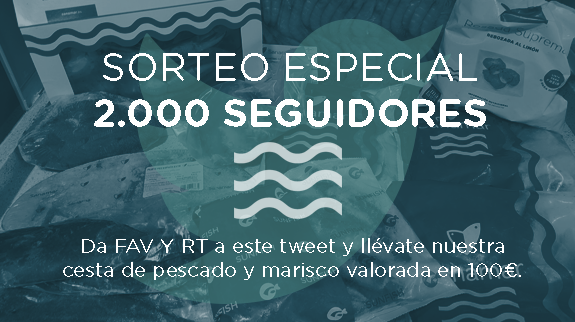 ¡Lo prometido es deuda! Para celebrar nuestros 2.000 seguidores lanzamos un sorteo especial.

¿Quieres ganar nuestra cesta de pescado y marisco valorada en 100€? Solo tienes que darle RT y FAV a este tweet. ¡Tienes hasta el viernes!

 bit.ly/3oP8zk0
¡Gracias!
#sorteo