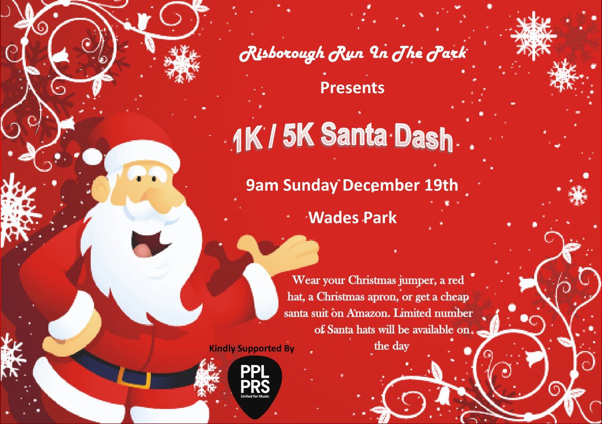 risboroughrun's tweet photo. Don't forget our Santa Dash is on Sunday 19th at 9am in Wades Park - we hope to see you all there in your festive outfits 🌲🎅 https://t.co/zAtgCrRkTi