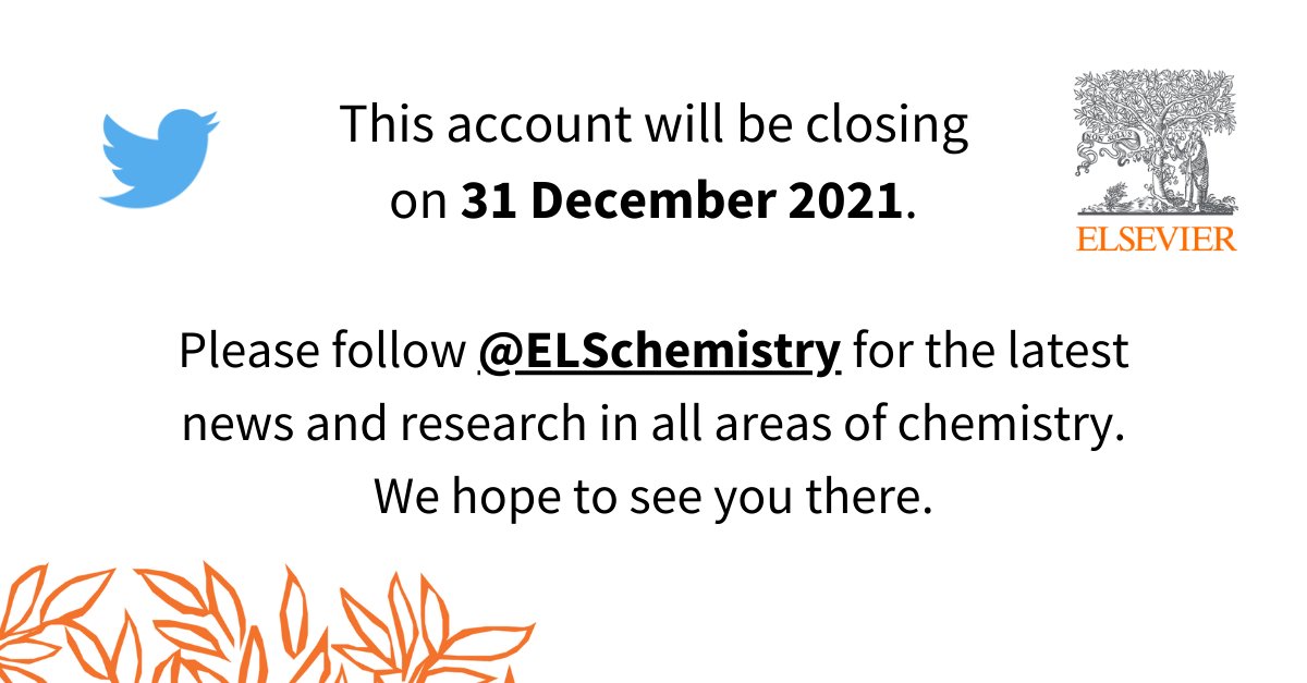 Analytical Chemistry (@elsevierchemist) on Twitter photo We will be closing this account on 31 December 2021 and moving all activity to <a href="/ELSchemistry/">Elsevier Chemistry</a>. Thank you so much for following us, we hope you can continue to support us on our main Elsevier Chemistry account. bit.ly/33pSEjP We will be closing this account on 31 December 2021 and moving all activity to <a href="/ELSchemistry/">Elsevier Chemistry</a>. Thank you so much for following us, we hope you can continue to support us on our main Elsevier Chemistry account. bit.ly/33pSEjP