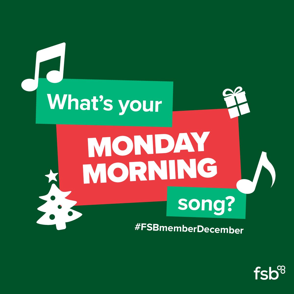 It's Monday! For a chance to win one of our amazing FSB Festive Gift Boxes, tell us in the comments below which song gets you up and raring to go on a Monday morning? 🎶 #FSBmemberDecember