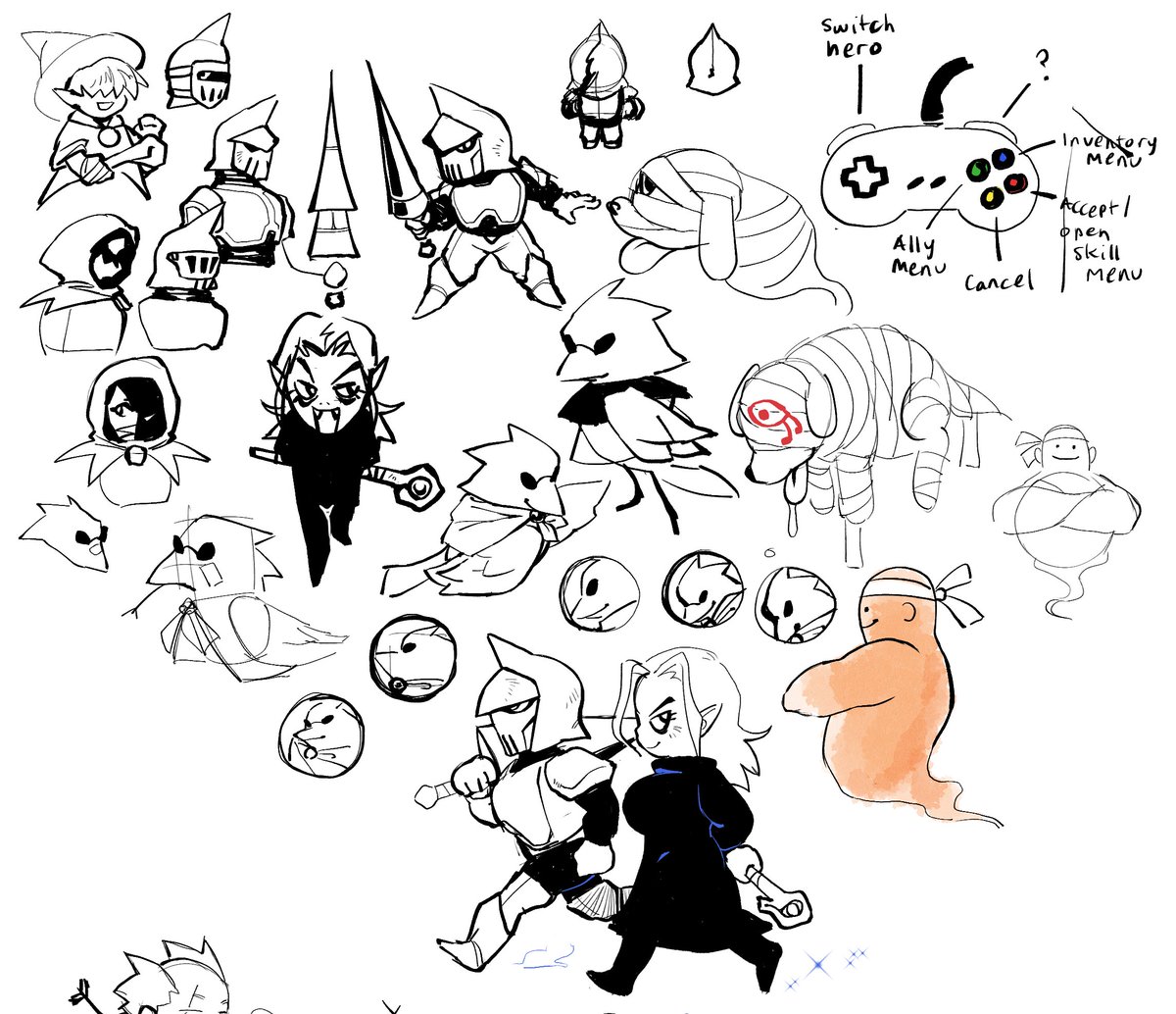 a colored minxia and the original character sketches