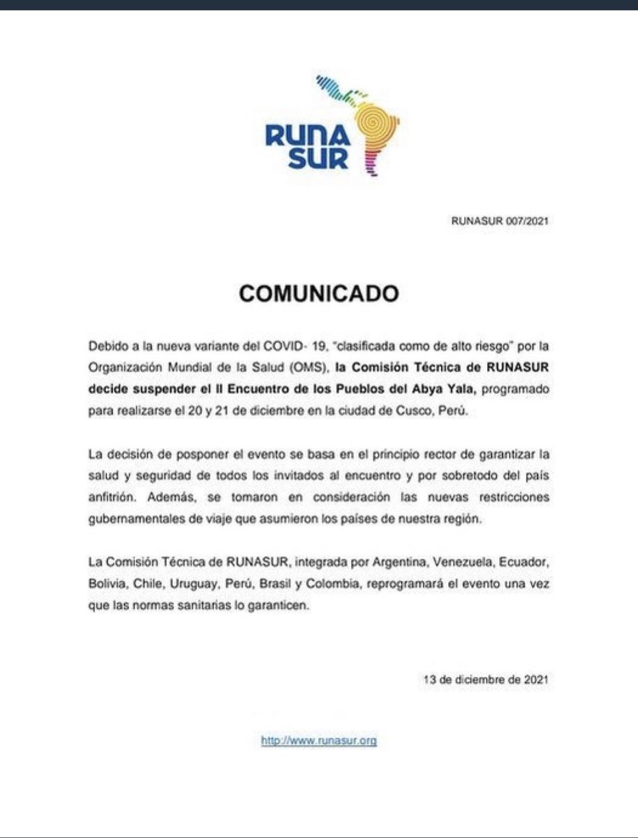 La nueva variante del Covid se llama Evo Morales.  Todo lo que toca contamina. No lo dijo yo. Aquí está la prueba de sus propios aliados que suspendieron su encuentro por los problemas que Morales provoca.