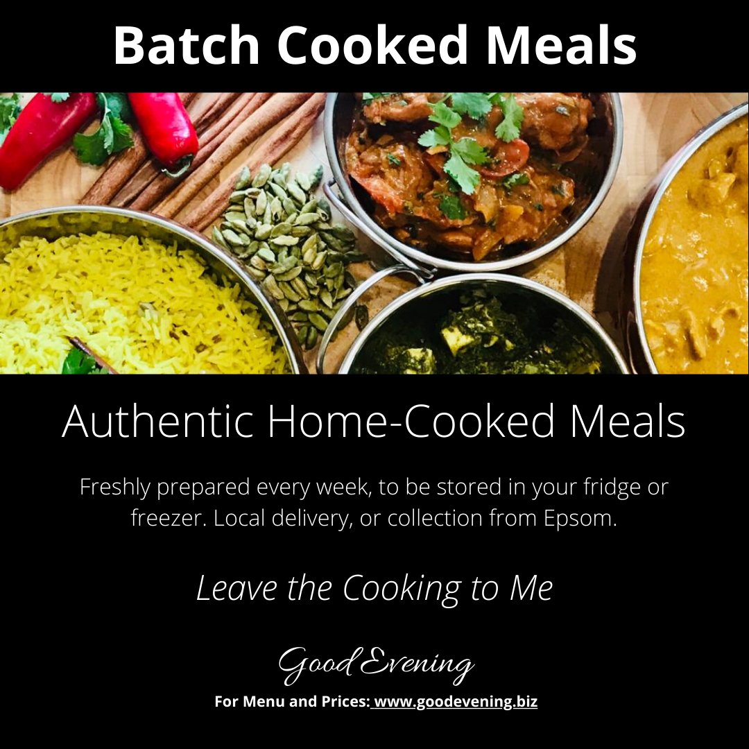 GoodEveningFood's tweet image. If you'd like some traditional Indian meals, to store in your fridge or freezer for the festive period, please send me your orders: sudesh@goodevening.biz or 07986 704759, by midday on Wednesday. Collection: Epsom on Friday.

Menu: goodevening.biz 

#epsomandewell #epsom