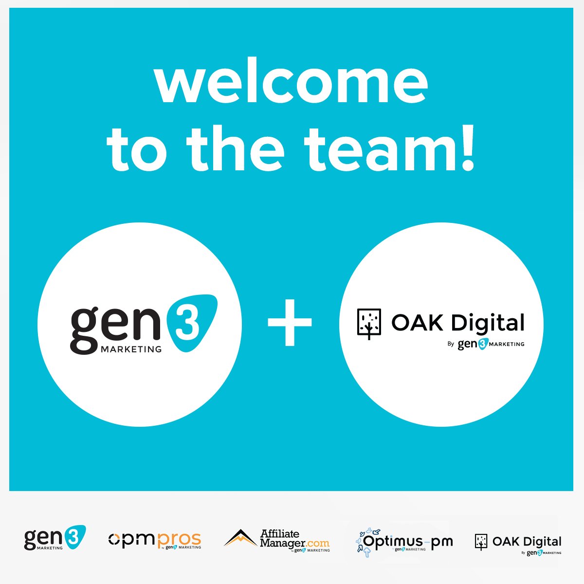 Gen3Marketing's tweet photo. We are thrilled to announce our recent #acquisition of @OAKDigitalNYC. With over 200+ collective team members on six continents, the global expansion of the Gen3 Group continues! 

#PartnerMarketing #AffiliateMarketing #Affiliate https://t.co/jgLyc59M5T