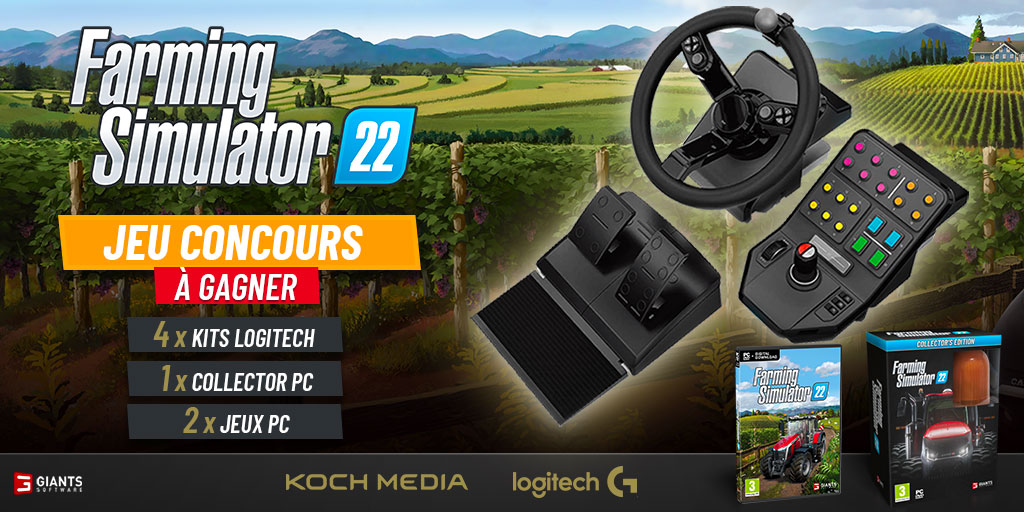 LogitechGFrance's tweet image. Prêt à taper des gros drifts dans les champs de maïs ? 🌽
4 simulateurs agricole + 2 jeux Farming Simulator 22 sur PC + 1 édition collector PC à remporter.
🔁 RT ce tweet
✅ Follow @LogitechGFrance &amp;amp; @KochMediaFR

TAS vendredi 17/12