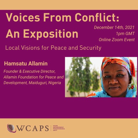 We cordially invite you to the UK Chapter’s upcoming virtual event: Voices from Conflict: An Exposition on Dec 14, 2021, at 1 PM GMT.

We will hear from inspiring individuals working to put forward local visions for peace &amp; security.

Register here: eventbrite.co.uk/e/voices-from-…