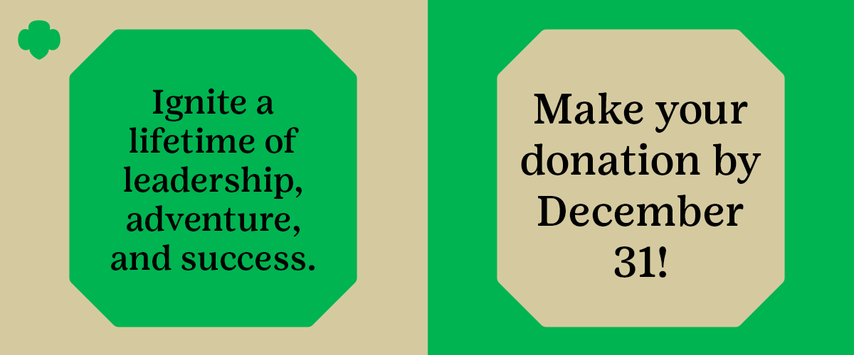 As part of a Girl Scout troop, girls can explore the outdoors, make new friends, and learn all kinds of skills. With your support, you can give that gift and ignite a lifetime of leadership, adventure, and success for girls in our community. Donate today: girlscoutsgcnwi.org/donate