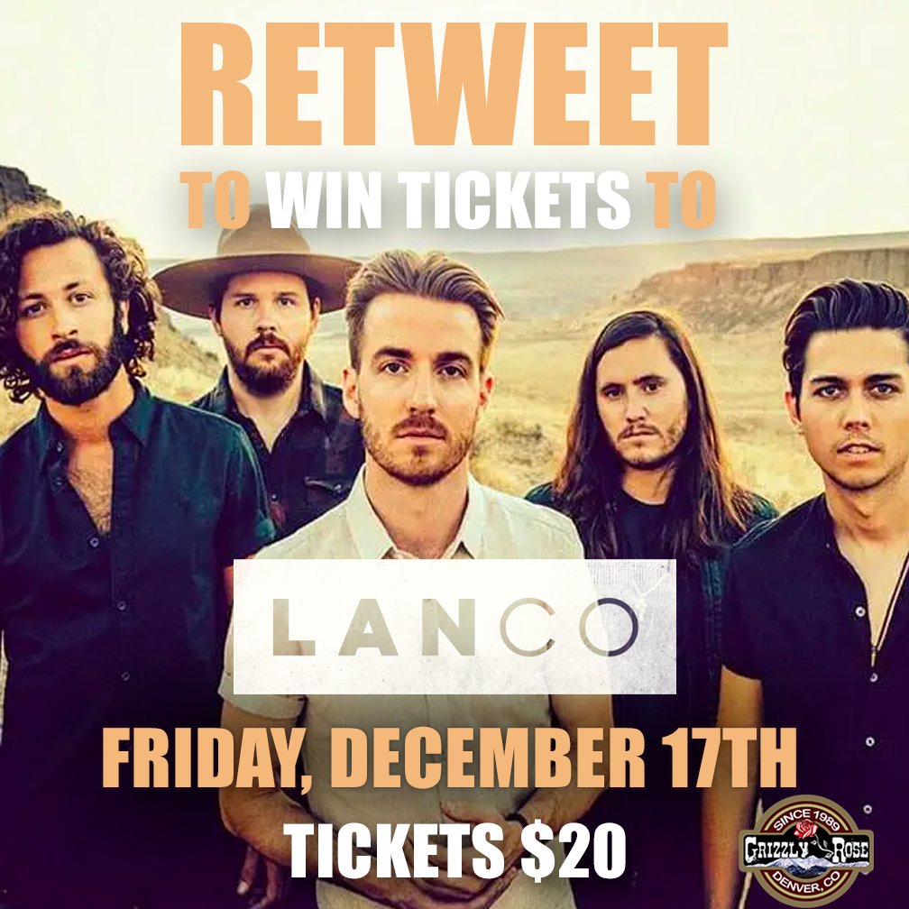 TheGrizzlyRose's tweet photo. Retweet for a chance to win a pair of tickets to @LancoMusic this Friday, December 17th at the Grizzly Rose!

🎟 More Info / Tickets: https://t.co/GRj3vDrx8U

The opening acts start at 8 pm. Headliner takes the stage at 9:30 pm! https://t.co/km8Fpzufhl
