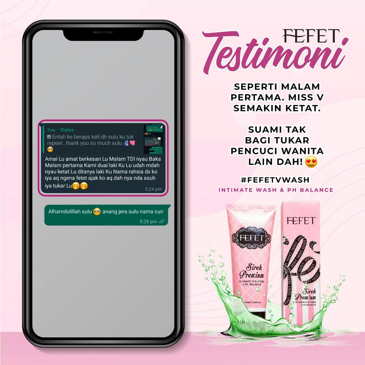 ChrisMami10's tweet photo. "#SEPERTI MALAM PERTAMA! 😍 MISS V SEMAKIN #KETAT" 

Wah smpai suami x bagi tukar pencuci wanita yg lain katanya! 💃🏻 Hebat si pinky fefet ni 😘 

Bila da kahwin, bnyk benda kna jga, slh 1nya ialah miss V. Guna je pencuci miss V fefet, murah &amp; multifunction. Konfirm suami cari je! https://t.co/hAmX2UlzjX
