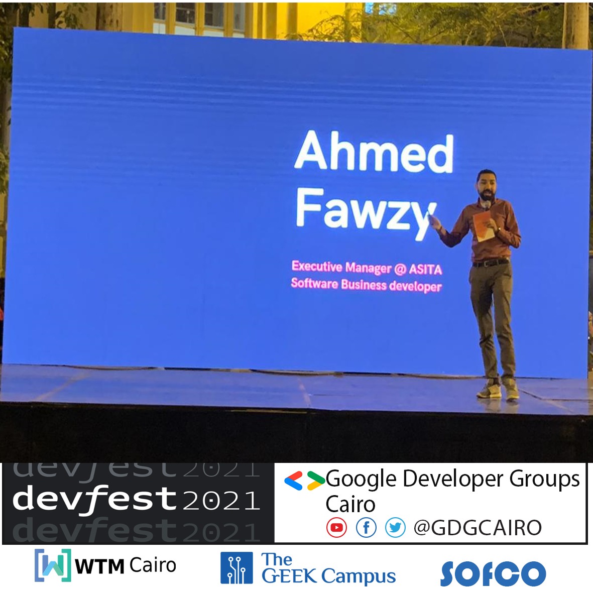 GDGCairo's tweet photo. Google developers group's devfest Cairo
Want to say Thank you to
👉Ahmed Fawzy who Taken stage by storm on and told us about How to fill the gab between business and technology🔥
Thanks Ahmed for This great session, your efforts and being our guest. ❤️🔥🔥
#devfestcairo2021 https://t.co/6kreIuxLvy