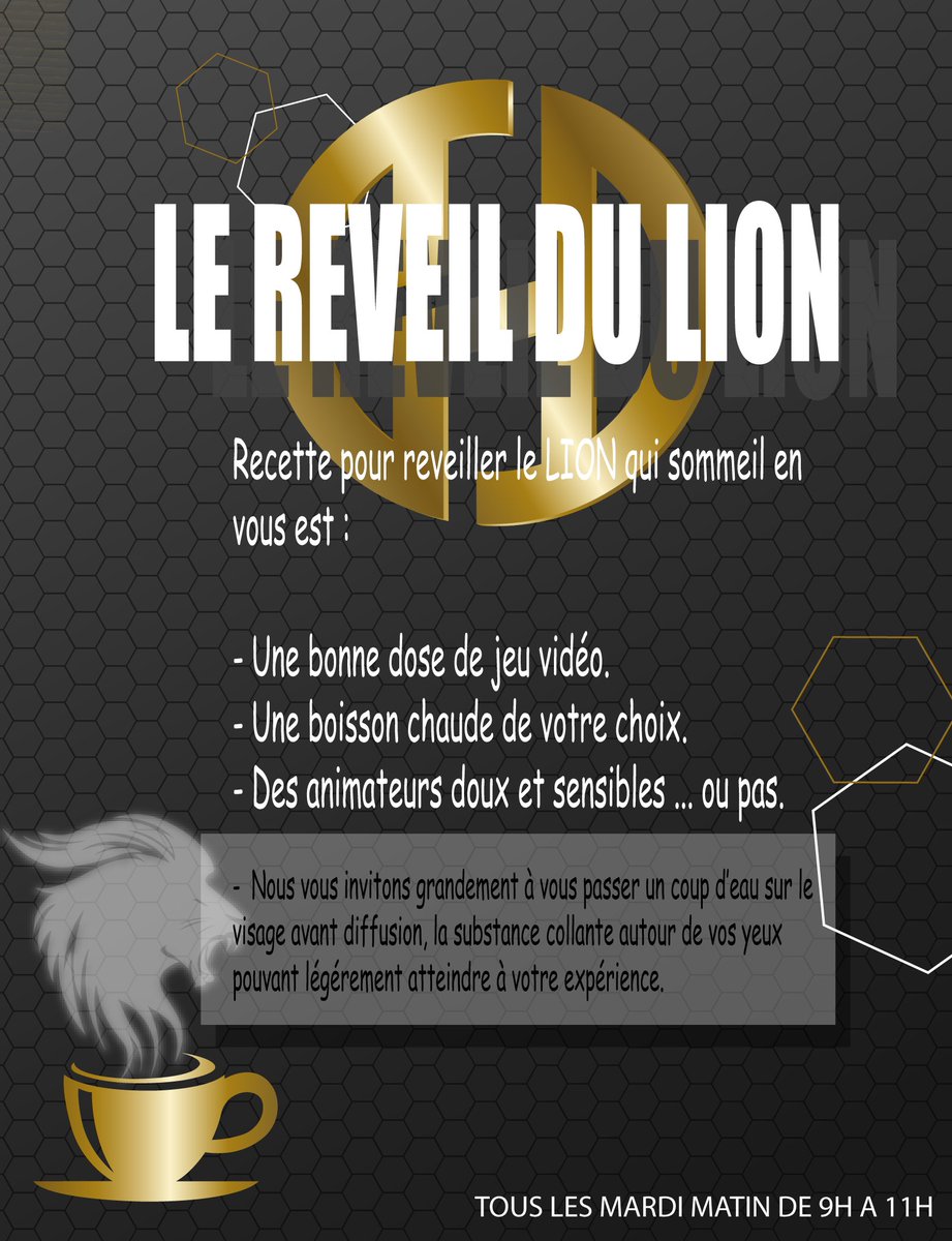 HelleoOw's tweet photo. 📺WEBTV Helleo📺

📣Retrouver le réveil du Lion, présenter par @Wostinn74
 
🦁Rendez-vous à 9h30 sur https://t.co/rUy716k3ov
#GiveMeFire #Twitch https://t.co/J1OAEyfysk