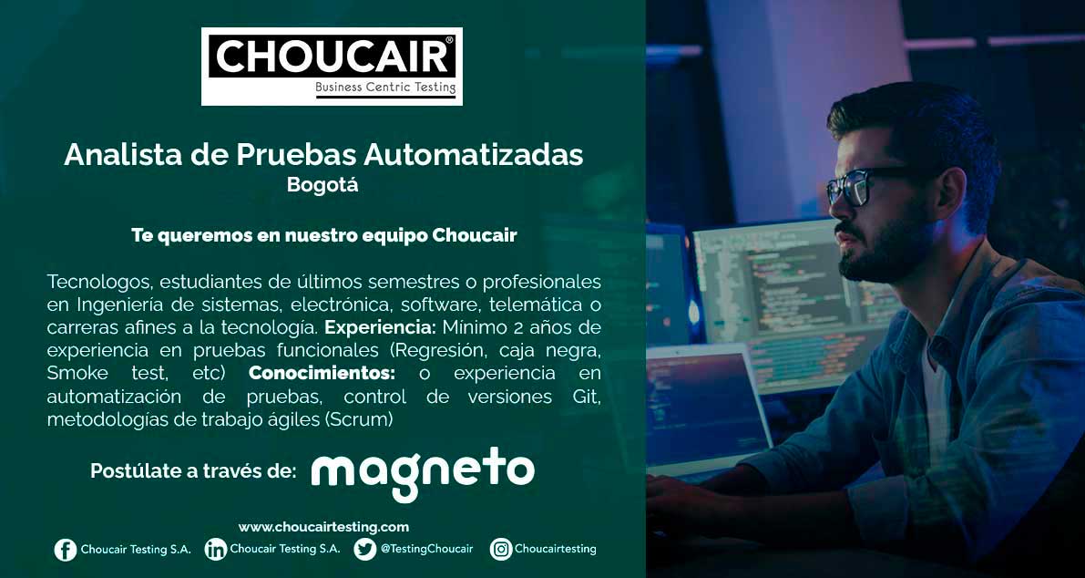 ¿Vas a terminnar el año sin trabajo? ¿Qué esperas para aplicar a nuestras vacantes? 👉 lnkd.in/gAdVC5T.
Ven a probar el mundo con una empresa innovadora, retadora y que le aporta bienestar a la sociedad y al planeta.
#TrabajoSiHay #WeLoveTesting #EmpleosTI #EmpleosTesting