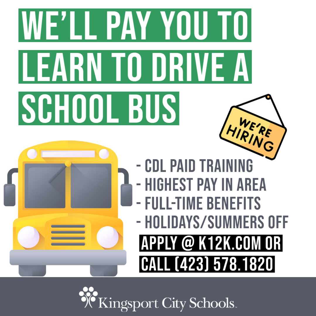 kcs__district's tweet image. ‼️NOW HIRING‼️ We&apos;ll pay you to get your CDL! 🌟We pay the highest in the area for bus drivers &amp;amp; full-time employees receive benefits.🌟 Oh, &amp;amp; you get holidays/summers off! ➡️Call us @ (423) 578.1820 or apply at k12k.com - Employment!⬅️