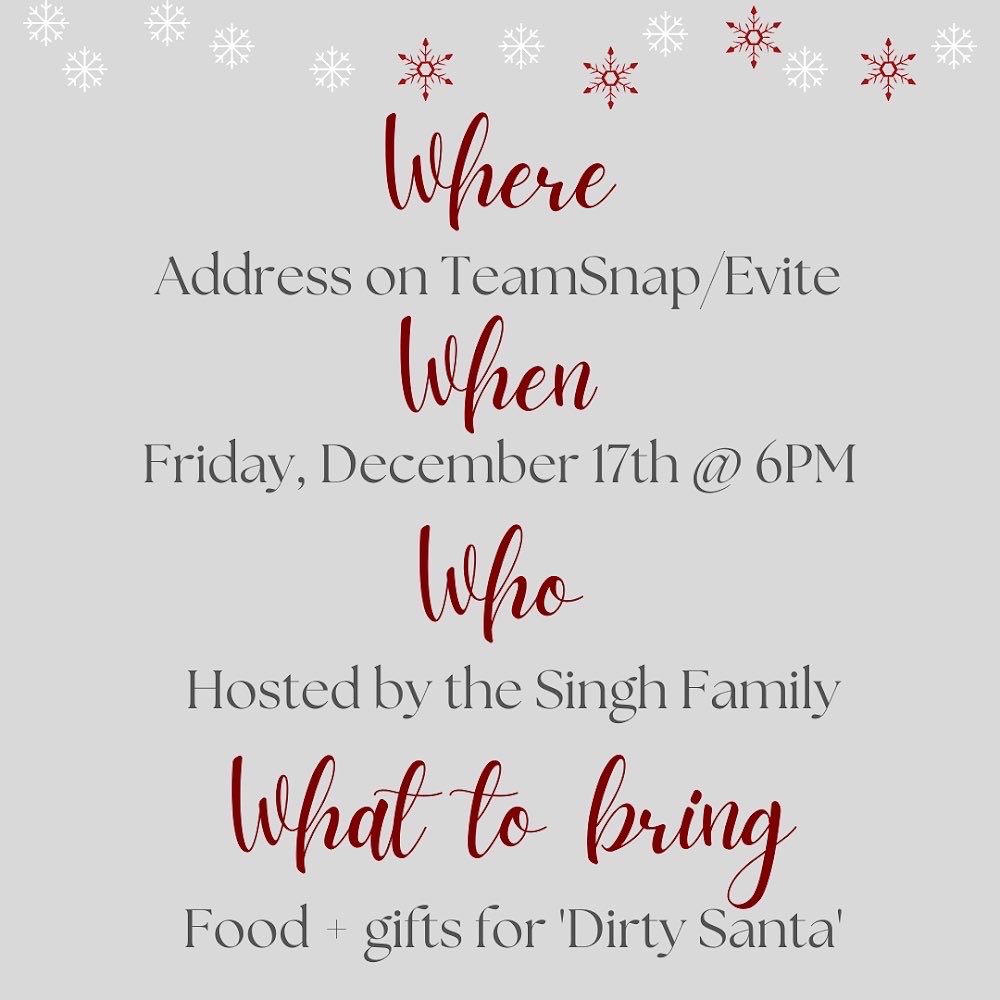 cvilleforensics's tweet photo. Attention CHS Speech &amp; Debate team! We are having our annual holiday party this Friday @ 6 pm! The address &amp; details are all listed on TeamSnap. Please be sure to RSVP, we’ll love to see our team there! Swipe for more info! https://t.co/4colv1cjpt
