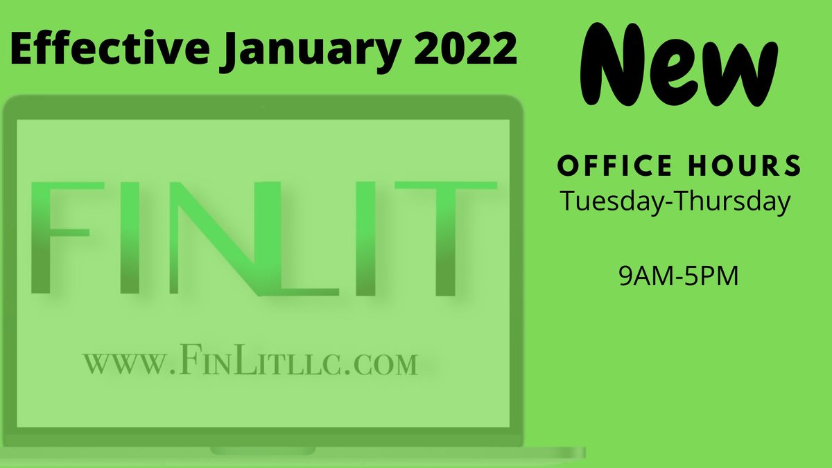 finlitllc's tweet photo. Appointments will only be booked during these times! We look forward to servicing you in 2022.

https://t.co/YxBwhq5pNF https://t.co/0b4TFcYnc1