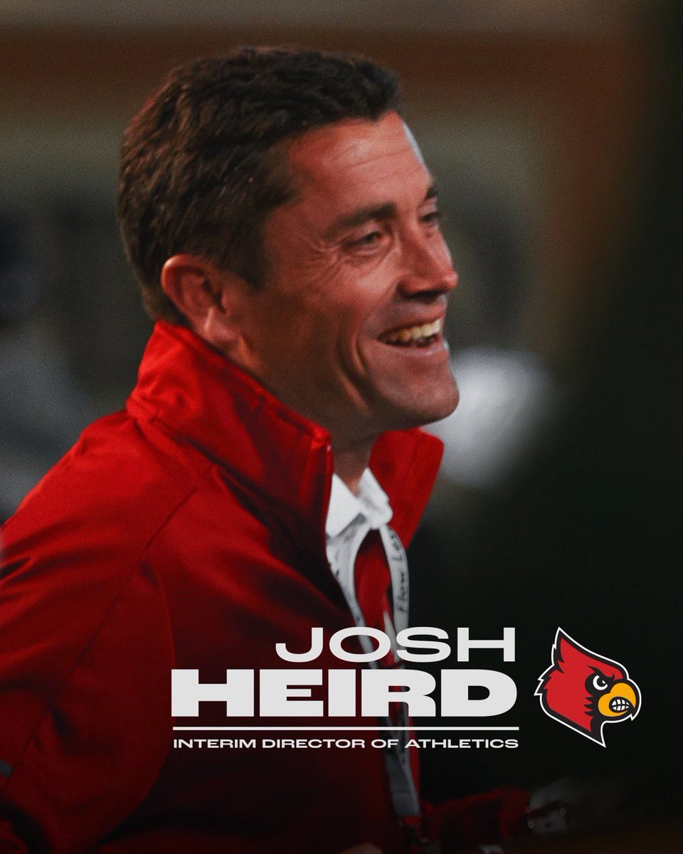 CoachJayWright's tweet photo. Congratulations to @joshheird named interim AD @GoCards . One of the brightest minds , hardest workers and most driven and committed guys in our business ! Louisville’s future is bright indeed . https://t.co/2fEktFRS2B