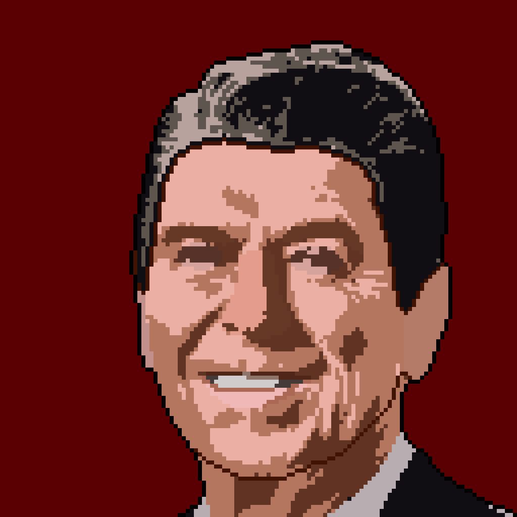 LifeLoveasitis's tweet photo. Say Hello👋 to Mr.President #40🇺🇸 in the Pixel World A! 
Check out this item on OpenSea https://t.co/Krd4tdS3pO via @opensea 
#RonaldReagan #nft #nftart #nftartist #nfts #nftcollector #nftcommunity #cryptoart #cryptoartist #nftphotography #nftanimation #digitalartwork #ETH #USA https://t.co/u6cMHydmKM