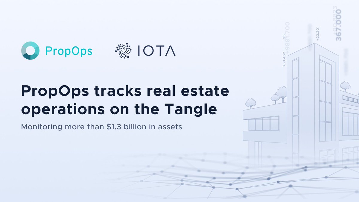 iota's tweet image. We are happy to announce that @propops_cloud, monitoring the operations of $1.3bn worth in #realestate assets 🏘️, will use the #IOTA Tangle, allowing for immutable #auditTrails and rock-solid #dueD. 
Read about our collaboration 👇
blog.iota.org/propops-tracks…