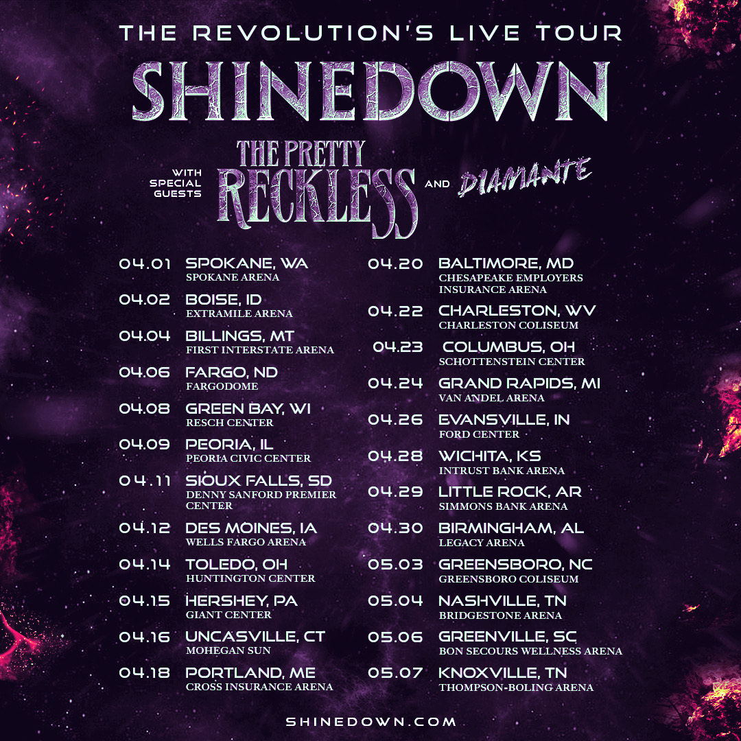 TPROfficial's tweet photo. We can’t wait to see you in the spring on tour with @shinedown and @DIAMANTEband! Tickets go on-sale this Friday 12/17 at 10am local so set those alarms 🤘 https://t.co/h26U4BSf9e