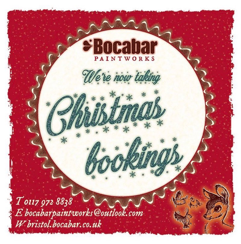 Christmas bookings still available… 
Call or email us today. 

<a href="/visitbristol/">Visit Bristol</a> @paintworks_bristol <a href="/finzelsreach/">Finzels Reach</a>