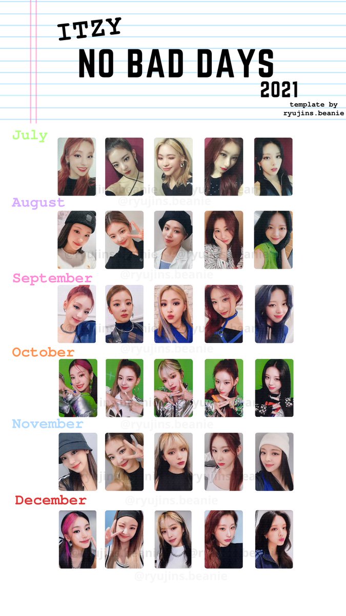 ITZY NBD No Bad Days PC Template July , August , September
